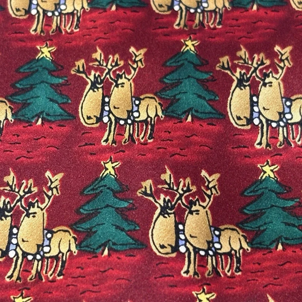 Vintage Jerry Garcia Dracula Claus Red Tie Reindeer And Christmas Tree Silk 1996